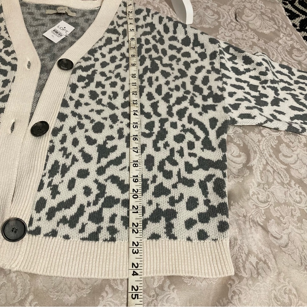 LOFT Gray Leopard Print Cardigan - Picture 8 of 14